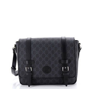 Gucci Medium Interlocking G Patch Messenger Bag GG Coated Canvas with Leather